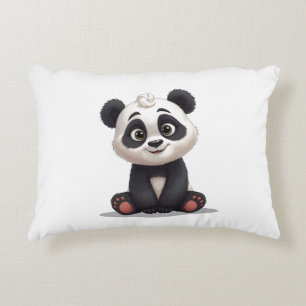 Sittande Panda Björn Tecknad Illustration Konstver Prydnadskudde