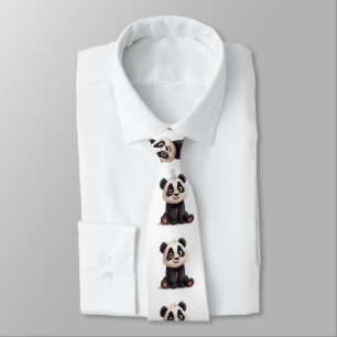 Sittande Panda Björn Tecknad Illustration Konstver Slips