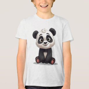 Sittande Panda Björn Tecknad Illustration Konstver T Shirt
