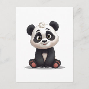 Sittande Panda Björn Tecknad Illustration Konstver Vykort