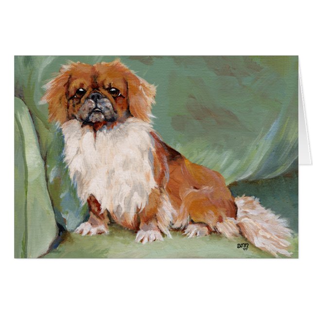 Sittande Pekingese OBS Kort (Framsidan Horizontal)