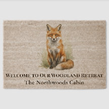 Sittande räv Northwoods Woodland välkomstmatta