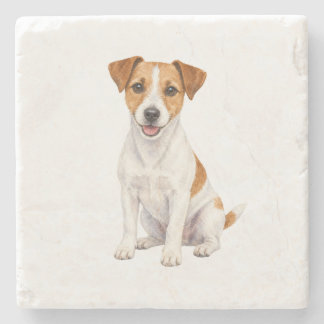 Sittande Russell Terrier Naturstensunderlägg Stenunderlägg