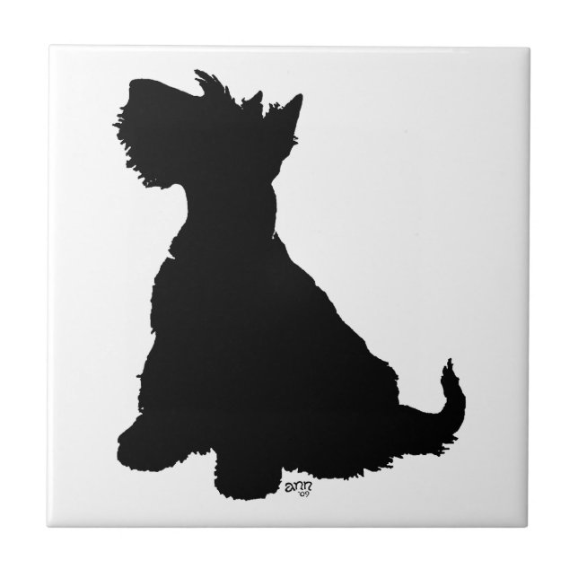 Sittande Scottie Hund Kakelplatta (Framsidan)