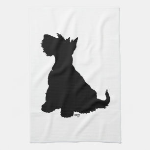Sittande Scottie Hund Kökshandduk