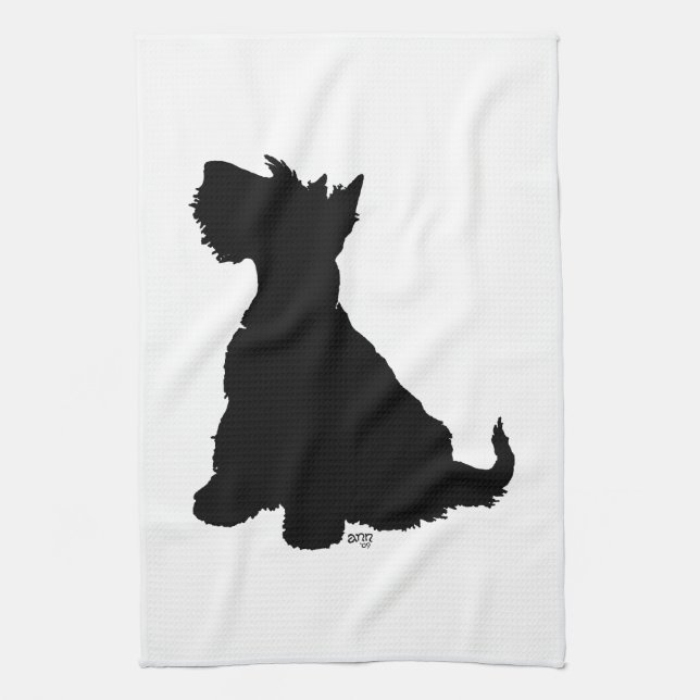 Sittande Scottie Hund Kökshandduk (Vertikal)