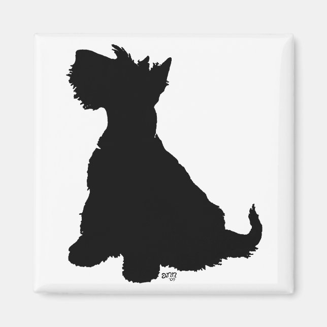 Sittande Scottie Hund Magnet (Framsidan)