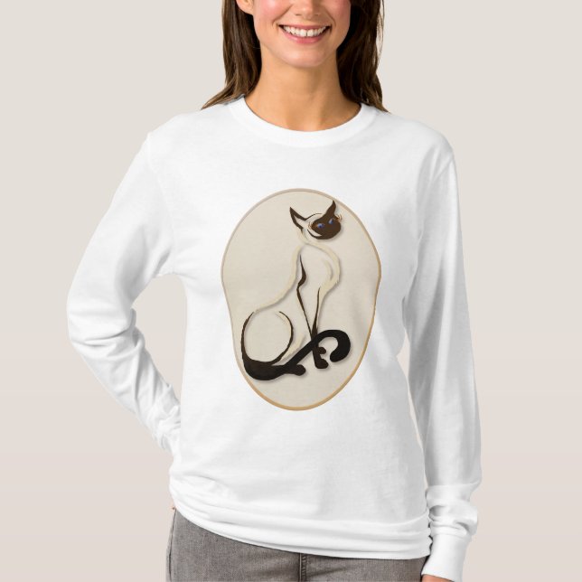 Sittande Siamese kattungeskjortor T-shirt (Framsida)