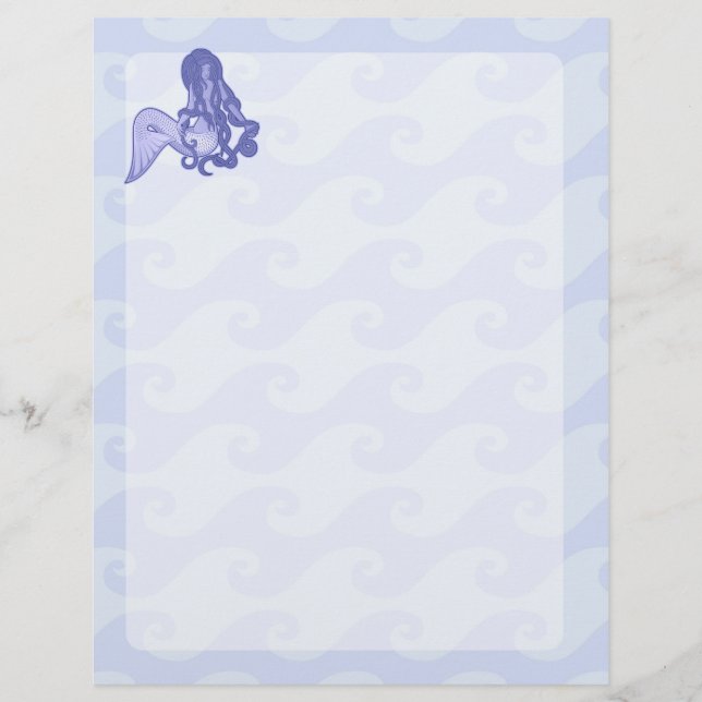 Sittande sjöjungfru blå reklamblad (Framsidan)