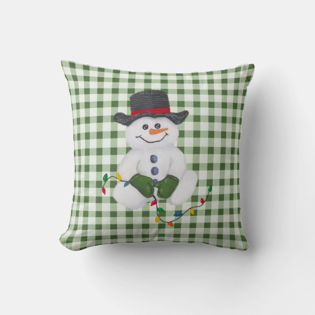 Sittande Snömannen Kudd Kudde (Framsida)