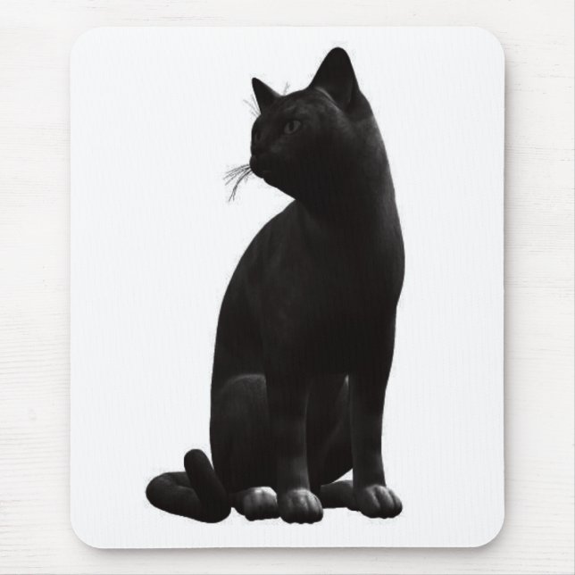 Sittande svart katt musmattor (Framsidan)