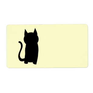 Sittande svart kattSilhouette. Fraktsedel