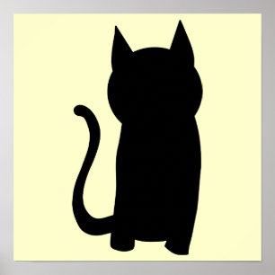 Sittande svart kattSilhouette. Poster