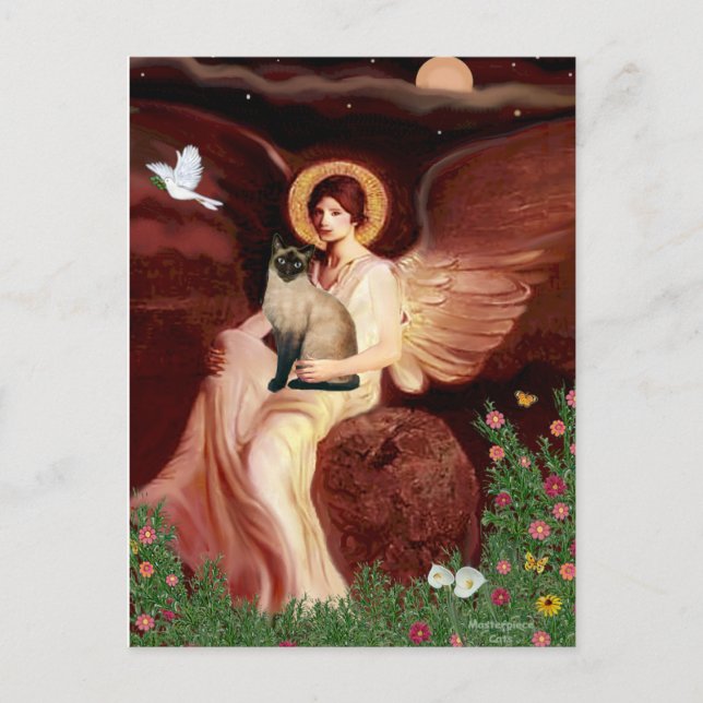 Sittänggel - siamesisk katt vykort (Framsida)