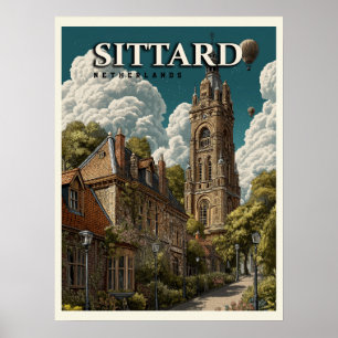 Sittard Nederländerna Vintage resor Poster