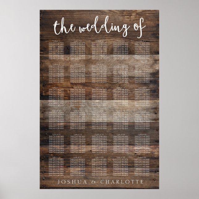 SITTCHART 251-300 | Rustic Wood Lemon Bröllop Poster (Framsidan)