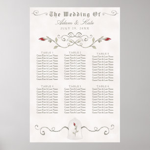 SITTCHART 31-60   ELEGANT RÖD ROS BRÖLLOP POSTER
