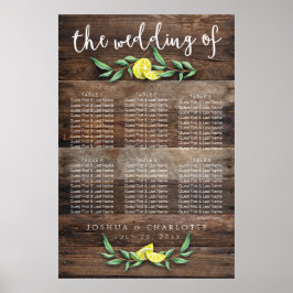 SITTCHART 31-60 | Rustic Wood Lemon Bröllop Poster