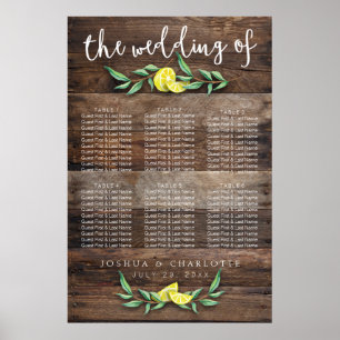 SITTCHART 31-60 Rustic Wood Lemon Bröllop Poster