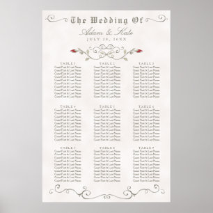 SITTCHART 61-90   ELEGANT RÖD ROS BRÖLLOP POSTER