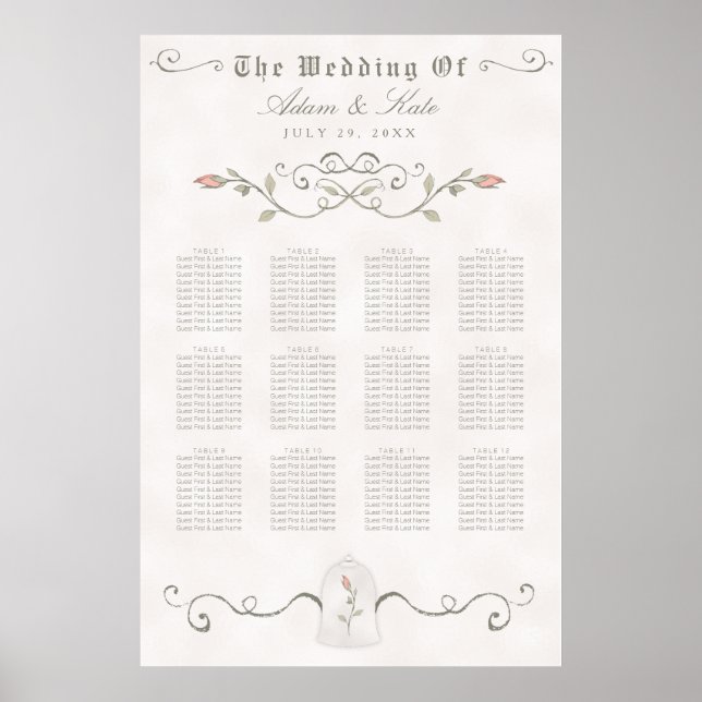 SITTCHART 81-120 | Elegant Beauty Bröllop Poster (Framsidan)