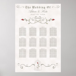 SITTCHART 81-120 | ELEGANT RÖD ROS BRÖLLOP POSTER