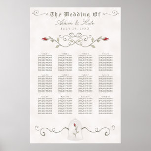SITTCHART 81-120   ELEGANT RÖD ROS BRÖLLOP POSTER
