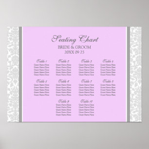 Sittdiagram 10 Bord Lilac Grått Damask Poster