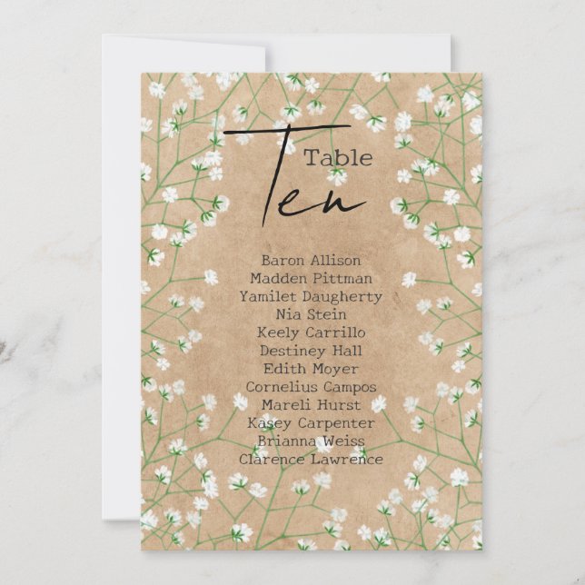 Sittdiagram 10 för Bordsnumret Babys utandning Brö Inbjudningar (Framsida)