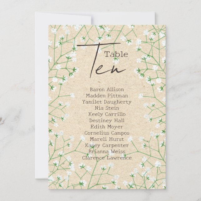 Sittdiagram 10 för Bordsnumret Babys utandning Brö Inbjudningar (Framsida)