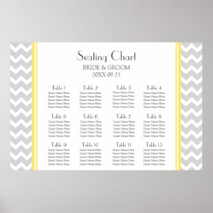 Sittdiagram 12 Bord Gult Grått Chevron Poster