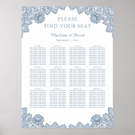 Sittdiagram 12 för Dusty Blue Blommigt Snöre Bröll Poster