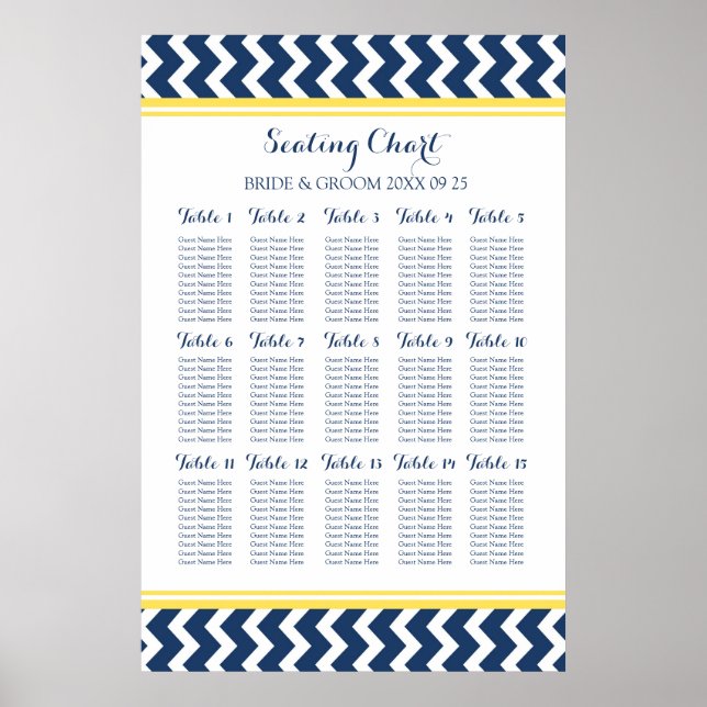 Sittdiagram 15 Bord 150 Guest Blue Chevron Poster (Framsidan)