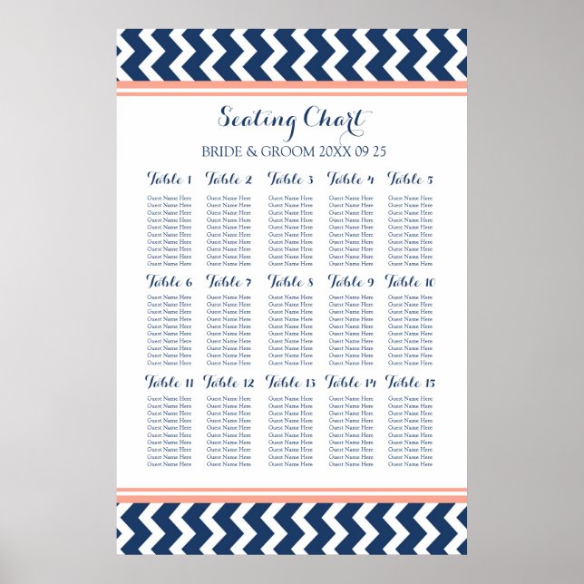 Sittdiagram 15 Bord 150 Guest Blue Chevron Poster (Framsidan)