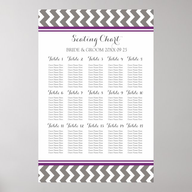 Sittdiagram 15 Bord 150 Guest Plum Grått Chevron Poster (Framsidan)