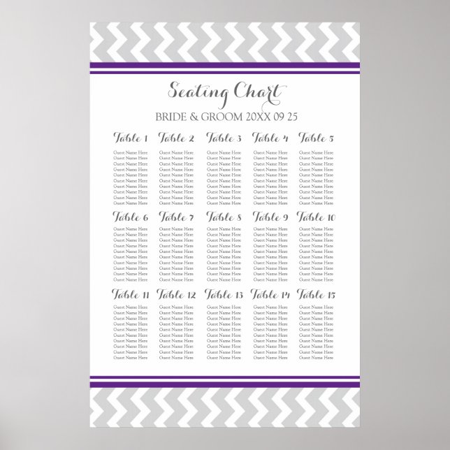 Sittdiagram 15 Bord 150 Guest Plum Grått Chevron Poster (Framsidan)