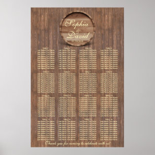 Sittdiagram 16 bord i Bröllop i vineyard Barrel Poster