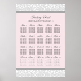 Sittdiagram 20 Bord 120 Guests Rosa Grått Damask Poster