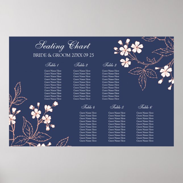 Sittdiagram 6 Blommigt av blå korall i Bord Poster (Framsidan)