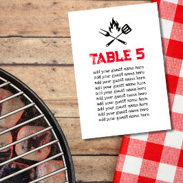 Sittdiagram BBQ par babyduschtema för babydusch i Bordsnummer