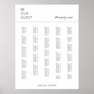 Sittdiagram för alfabetiskt Bröllop Poster