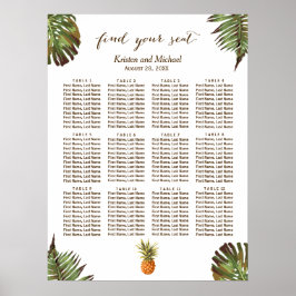 Sittdiagram för ananas Löv Bröllop Poster