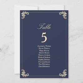 Sittdiagram för Baroque Navy Blue Guld Bröllop