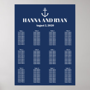Sittdiagram för blå ankare Bröllop i sjöflottan Poster