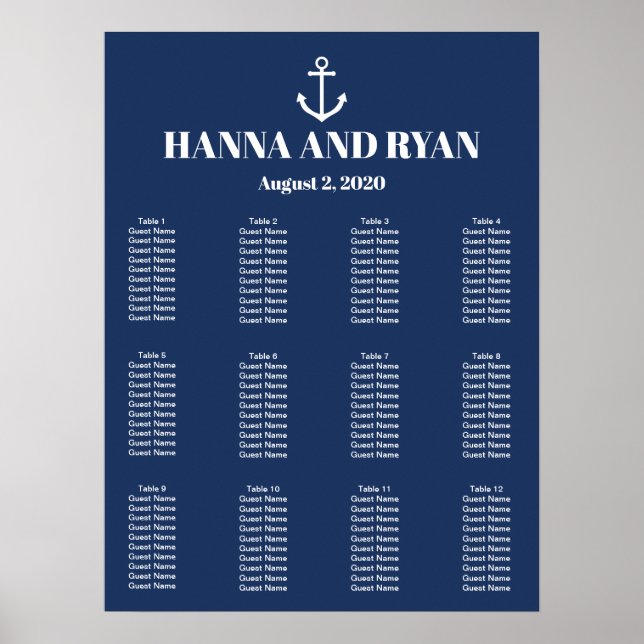 Sittdiagram för blå ankare Bröllop i sjöflottan Poster (Framsidan)