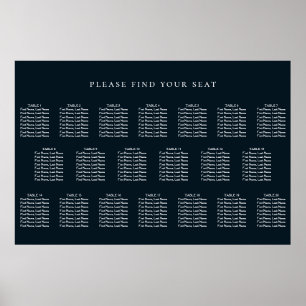 Sittdiagram för blå Bröllop 20 Bord Poster