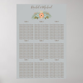 Sittdiagram för blå och brun stjärnfisk blommigt poster