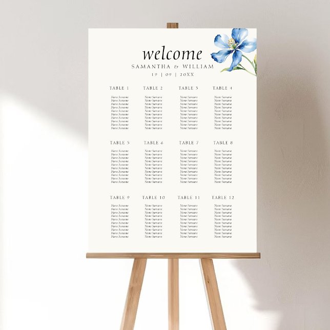 Sittdiagram för blåblomma i Bröllop Poster (Skapare uppladdad)