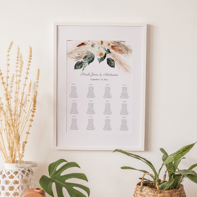Sittdiagram för Blommigt av betesgräs, Boho Copper Poster (Skapare uppladdad)