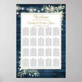 Sittdiagram för Blommigten Blue Rustic String Ljus Poster